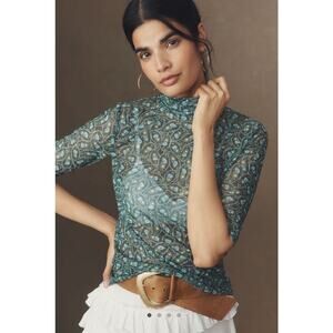 NWT Anthropologie Half-Sleeve Mesh Top - Size M MSRP $68